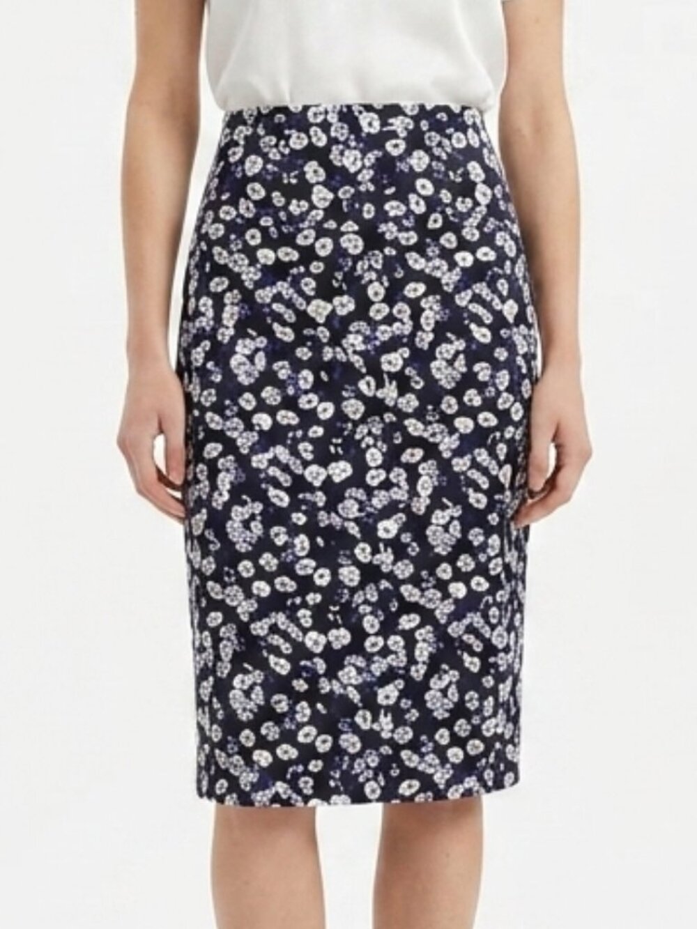 Express High-Waist Floral Print Stretch Cotton Pencil Skirt- Sz. 0